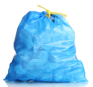 Clear-blue-trash-bag-to-be-picked-up