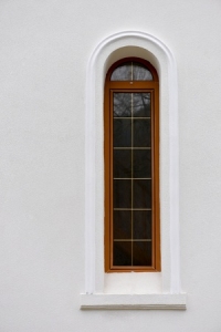 White wall and Church window