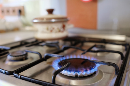 gas burning from a kitchen gas stove